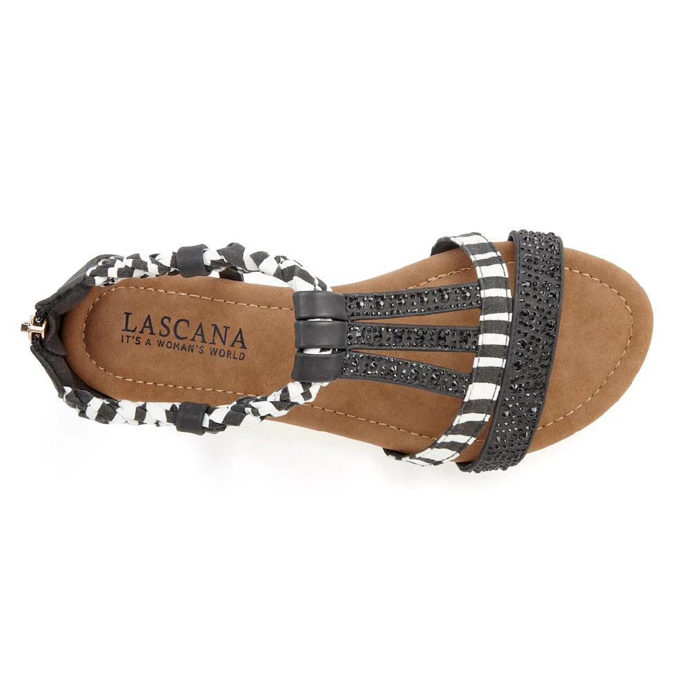 LASCANA Sandale Sandalette Sommerschuh mit Verzierung und kleinem Keilabsatz VEGAN 50% Rabatt mit kostenlosem Versand