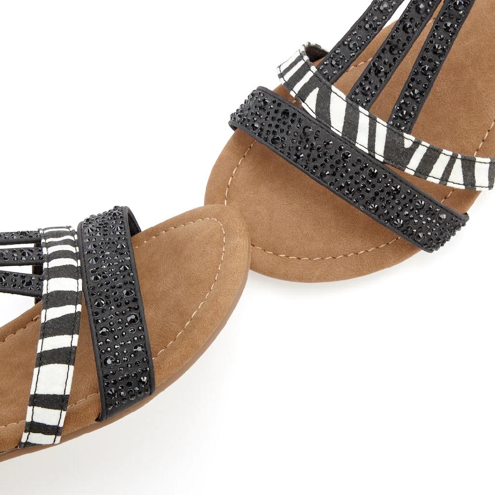 LASCANA Sandale Sandalette Sommerschuh mit Verzierung und kleinem Keilabsatz VEGAN 50% Rabatt mit kostenlosem Versand