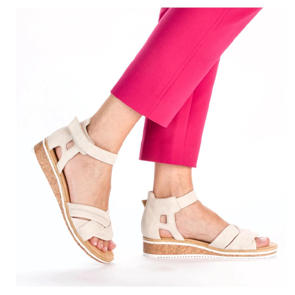 Rieker Sandalette Sandale Sommerschuh Klettschuh Keilabsatz geschlossene Ferse Begrenztes Angebot