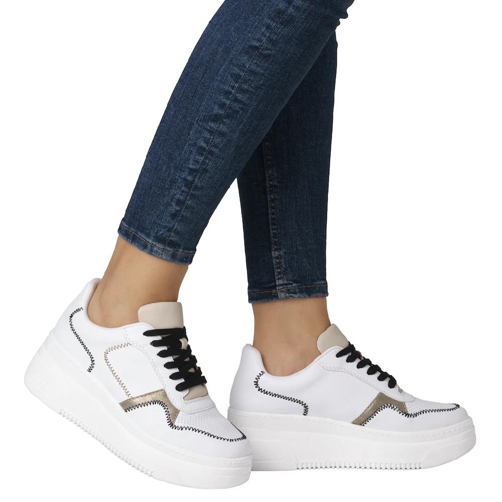 Rieker Plateausneaker Keilsneaker Schnürschuh Halbschuh mit modischen Kontrastdetails online kaufen Jubiläumsangebot