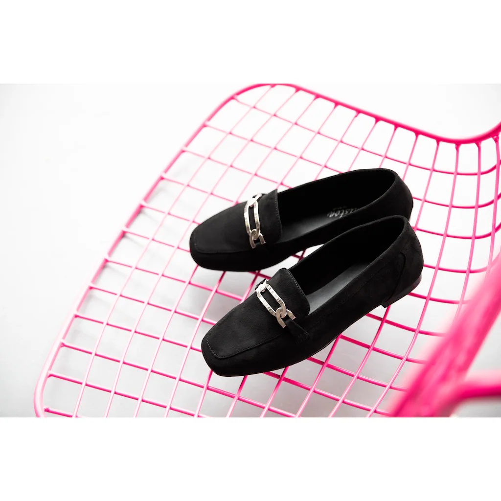 Aniston SHOES Loafer Slipper Schlupfschuh Flat Schmuckspange - NEUE KOLLEKTION Tiefpreis