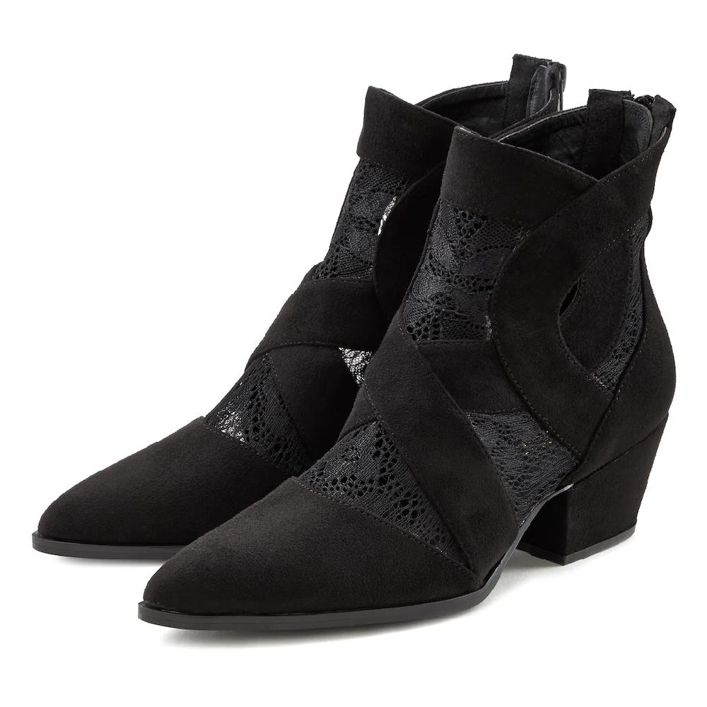 LASCANA Stiefelette mit Spitze & bequemen Blockabsatz Cowboy Boots Westernstiefel ▷ für Im Verkauf
