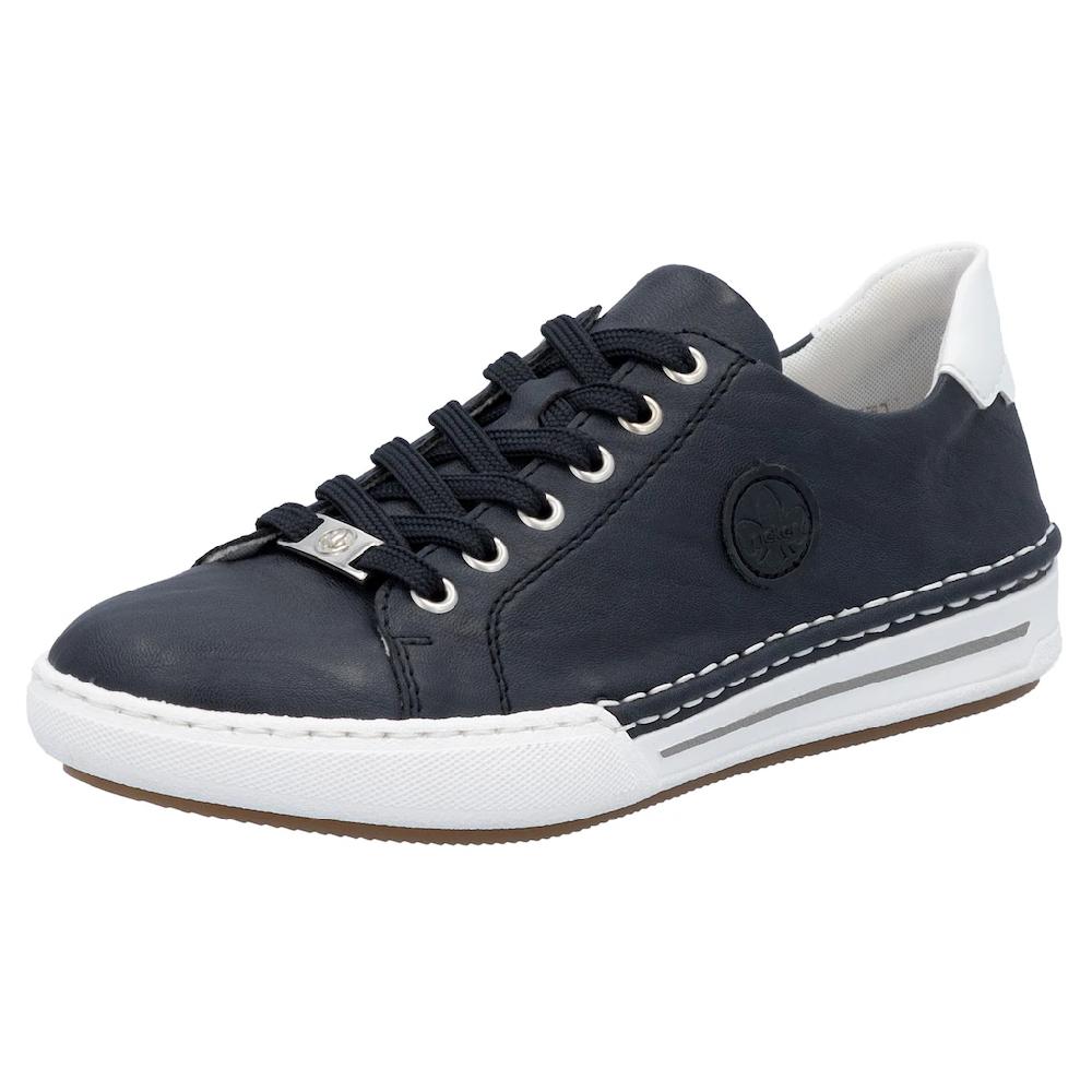Rieker Plateausneaker Schnürschuh Halbschuh Freizeitschuh mit weißer Rahmennaht ▷ für Rabatte dieses Monats