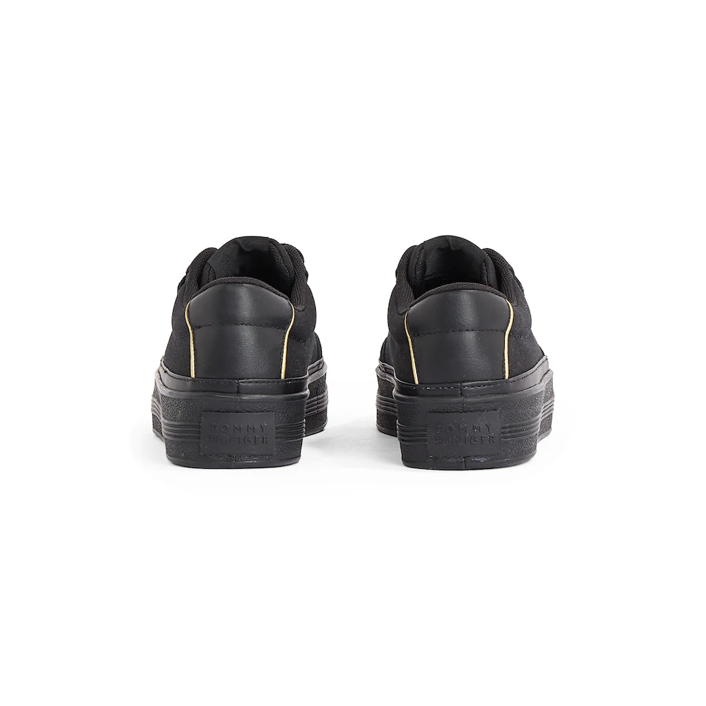Tommy Hilfiger Plateausneaker »ESSENTIAL VULC TEXTILE SNEAKER« Freizeitschuh Halbschuh Schnürschuh mit goldfarbenen Details online bestellen im Angebot