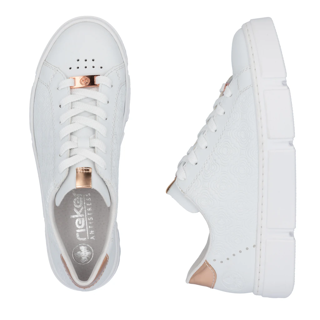 Rieker Plateausneaker mit metallicfarbenen Akzenten Freizeitschuh Halbschuh Schnürschuh Fabrik Onlineshop