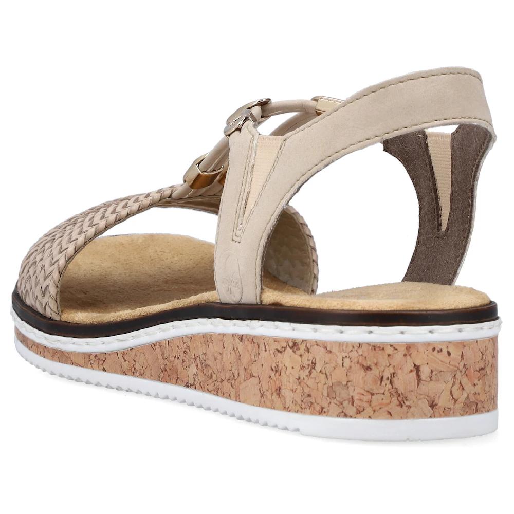 Rieker Sandale Sommerschuh Sandalette Keilabsatz in geflochtenem Look online kaufen Super Rabatt
