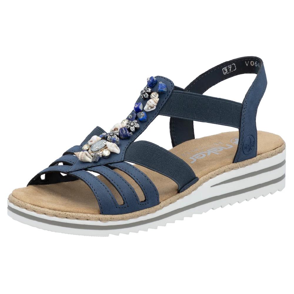 Rieker Riemchensandale Sommerschuh Sandalette Keilabsatz mit sommerlicher Verzierung kaufen Bestseller