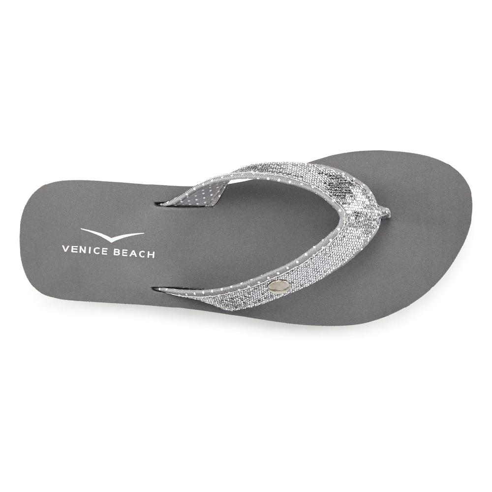 Venice Beach Badezehentrenner Sandale Pantolette Badeschuh ultraleicht mit Glitzerband VEGAN Kostenloser Versand international