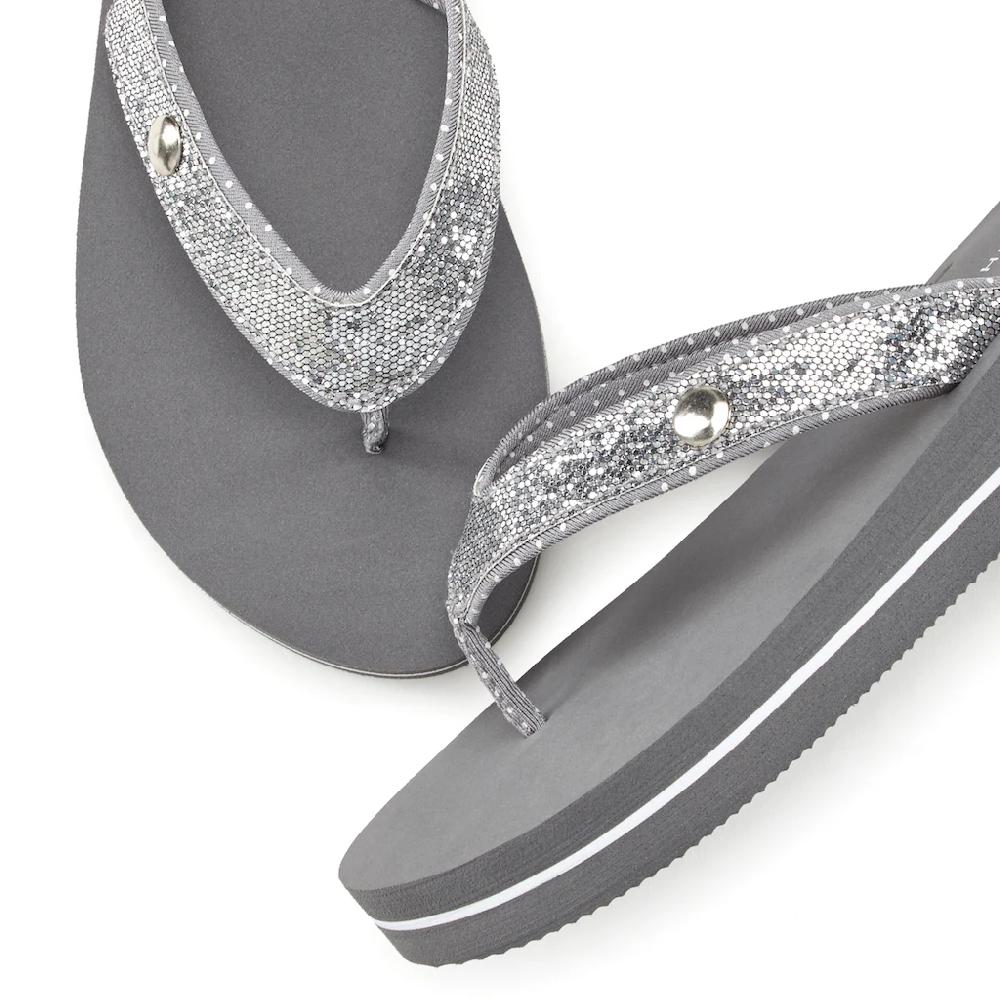 Venice Beach Badezehentrenner Sandale Pantolette Badeschuh ultraleicht mit Glitzerband VEGAN Kostenloser Versand international