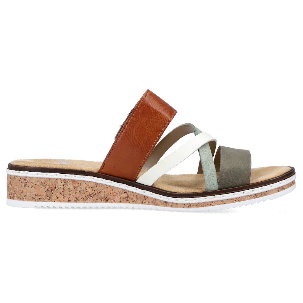 Rieker Pantolette Keilabsatz Sommerschuh Schlappen mit Klettriemchen online bestellen Sonderangebot