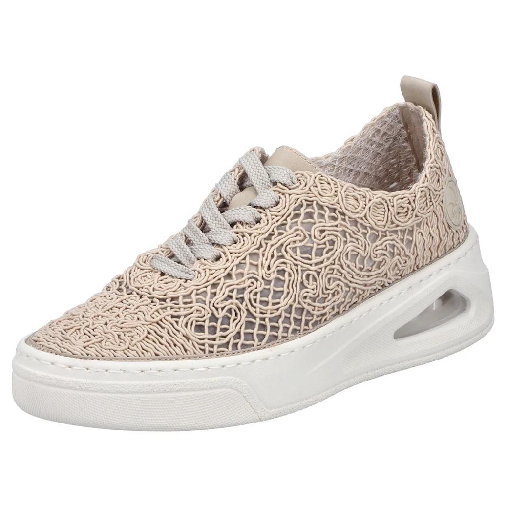 Rieker Plateausneaker Schnürschuh Halbschuh in sommerlicher Makramee-Optik Neuheiten