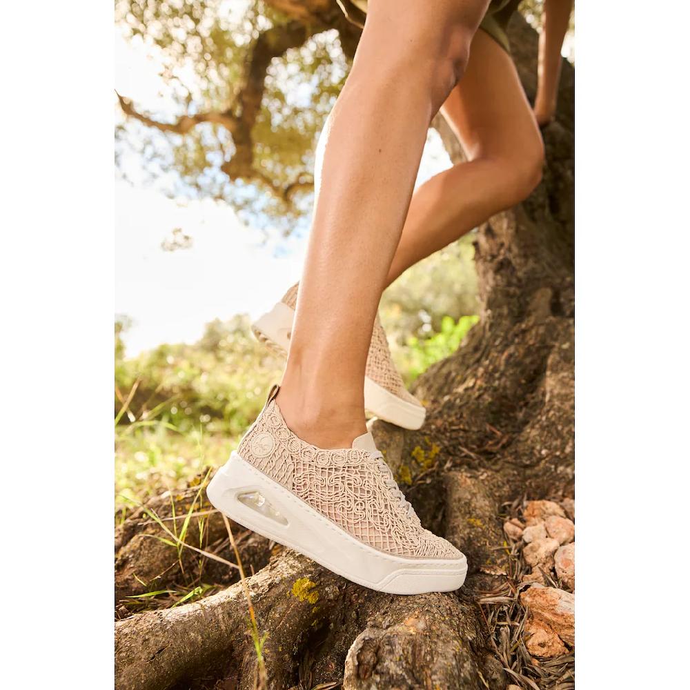 Rieker Plateausneaker Schnürschuh Halbschuh in sommerlicher Makramee-Optik Neuheiten