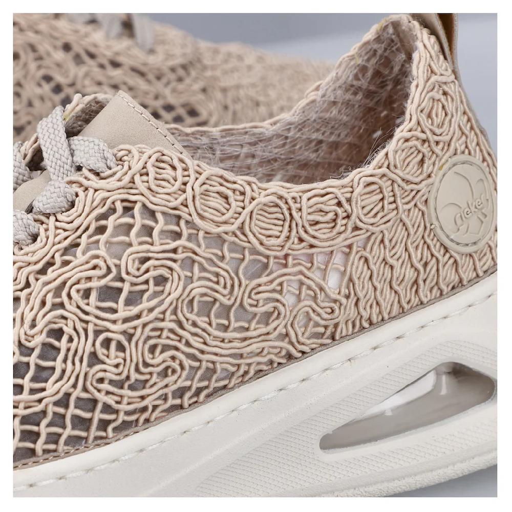 Rieker Plateausneaker Schnürschuh Halbschuh in sommerlicher Makramee-Optik Neuheiten