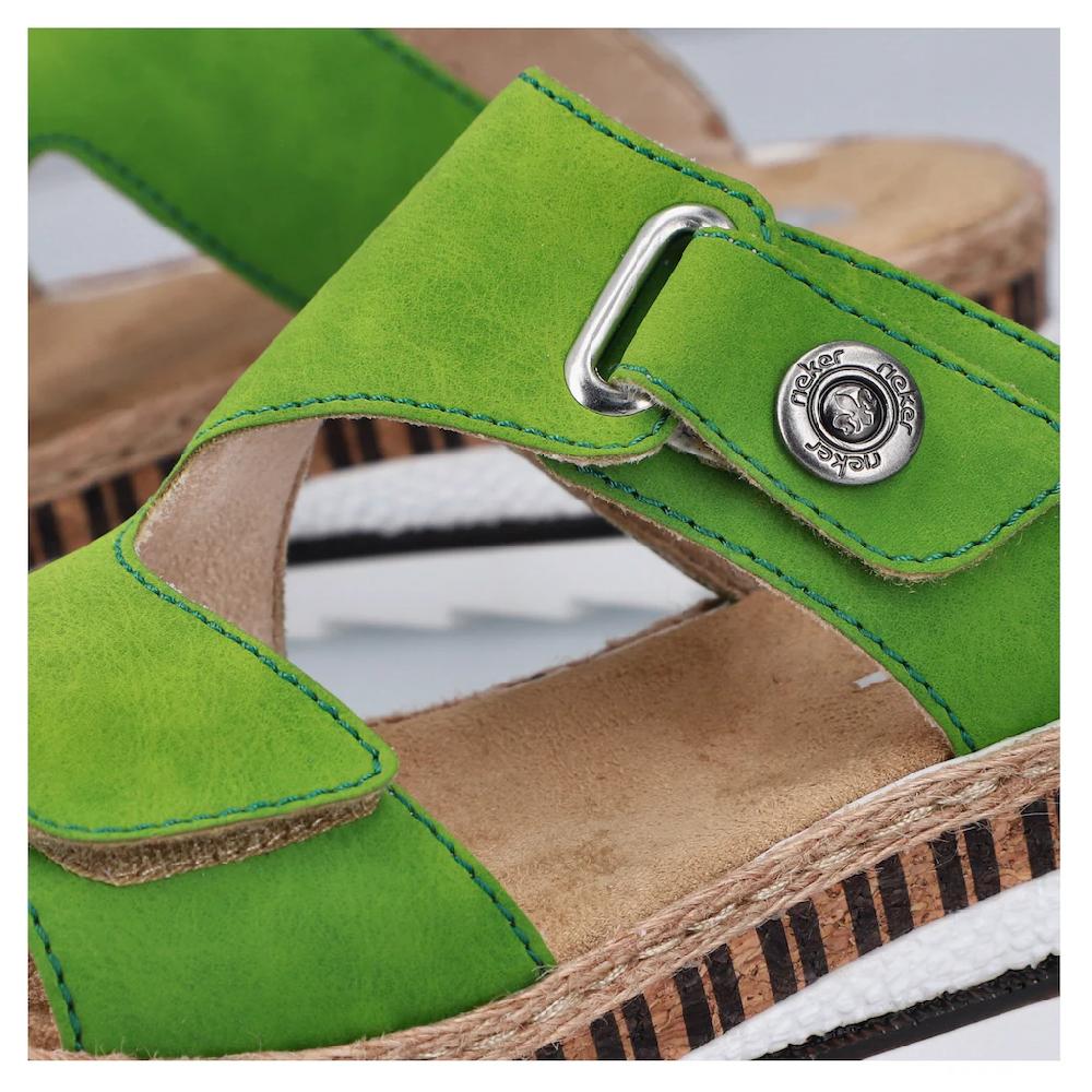 Rieker Pantolette Sommerschuh Strandschuh Hausschuh mit trendigem Keilabsatz Super Sparpreis
