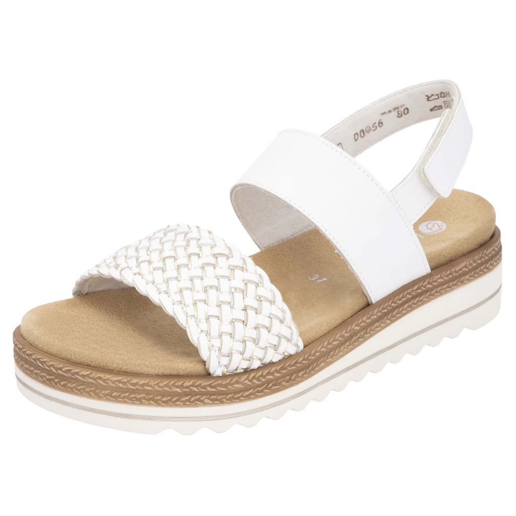 Remonte Keilsandalette »ELLE-Collection« Sommerschuh Sandale Keilabsatz mit Flechtbandage im Metalliclook online bestellen Sonderangebot