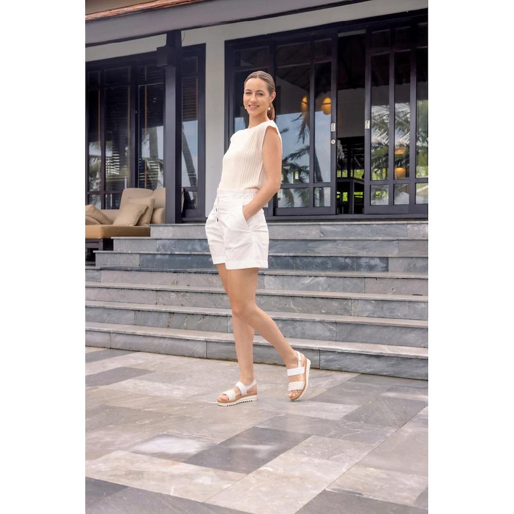 Remonte Keilsandalette »ELLE-Collection« Sommerschuh Sandale Keilabsatz mit Flechtbandage im Metalliclook online bestellen Sonderangebot