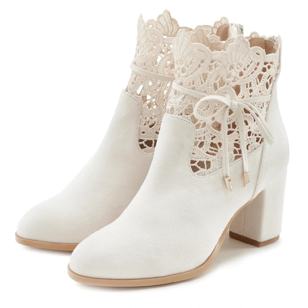 LASCANA High-Heel-Stiefelette »Trachten-Schuh Dirndl-Schuh « mit modischer Spitze und bequemen Blockabsatz Ankle Boot Stiefel online kaufen Versandkostenfrei