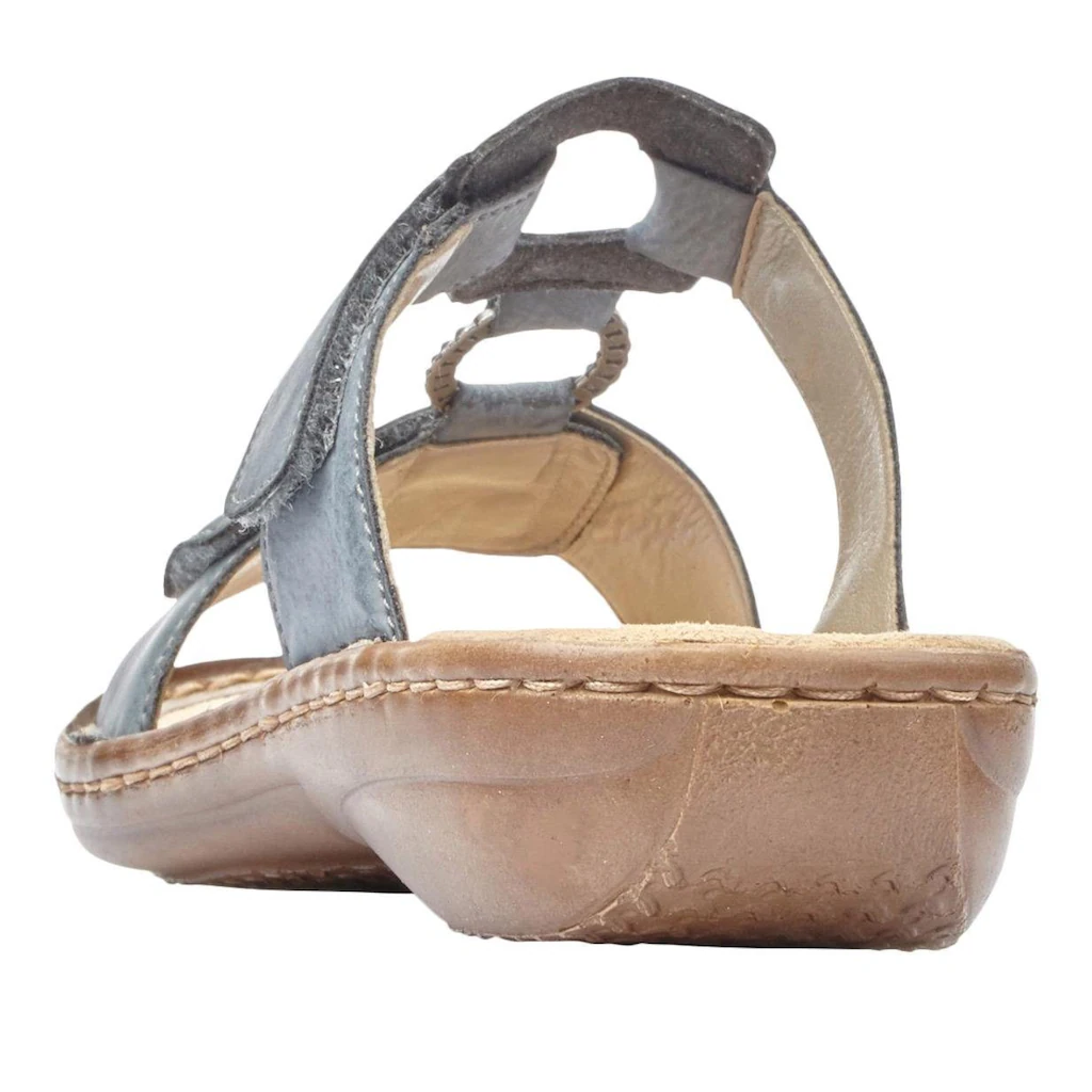 Rieker Pantolette Keilabsatz Sommerschuh Schlappen mit Schmuckring kaufen Begrenztes Angebot