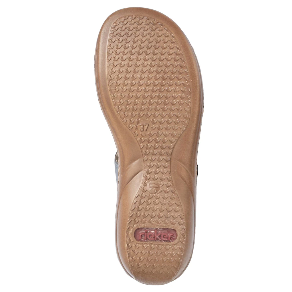 Rieker Pantolette Keilabsatz Sommerschuh Schlappen mit Schmuckring kaufen Begrenztes Angebot
