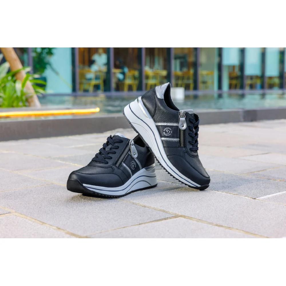 Remonte Keilsneaker Freizeitschuh Halbschuh Schnürschuh mit Metallic-Kontrastbesätzen kaufen Lagerräumung