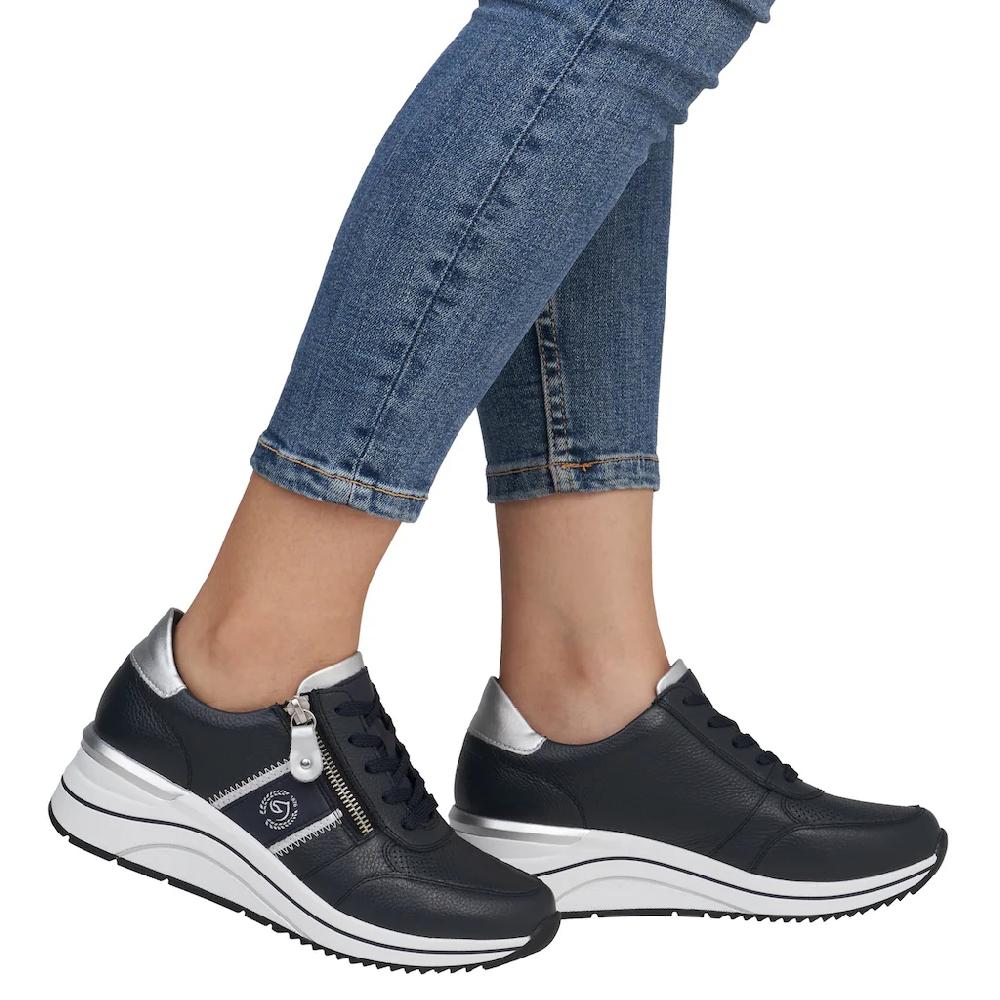 Remonte Keilsneaker Freizeitschuh Halbschuh Schnürschuh mit Metallic-Kontrastbesätzen kaufen Lagerräumung