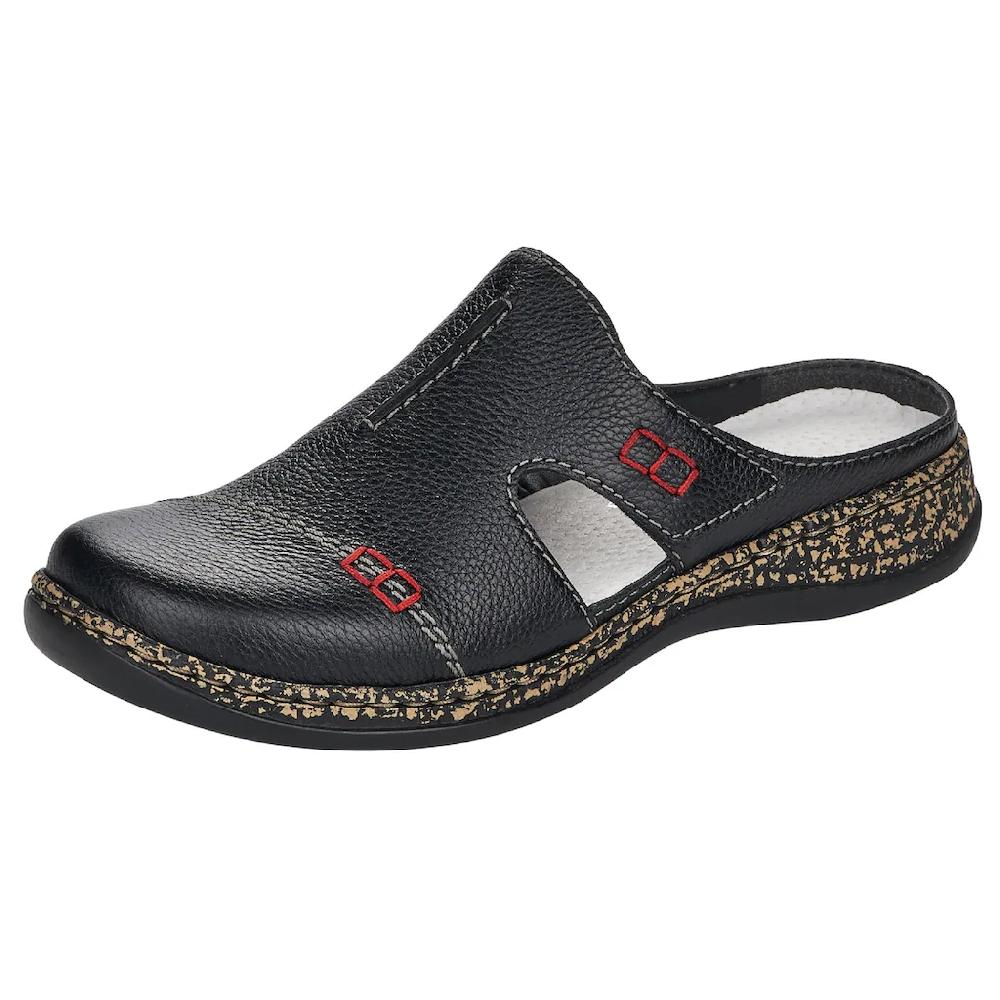 (Rieker Clog Hausschuh Sommerschuh Schlupfschuh mit praktischem Klettverschluss Tiefpreis