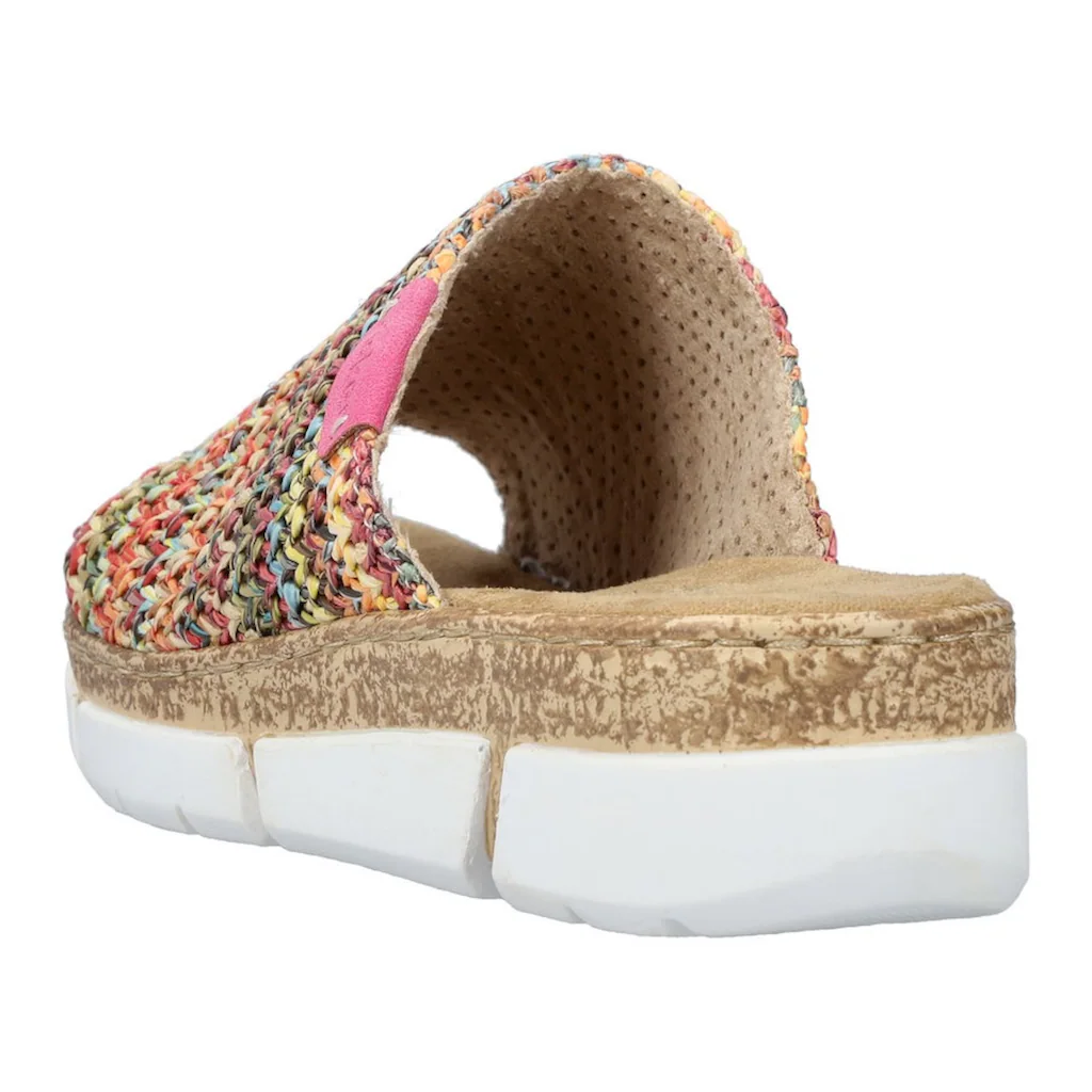 Rieker Pantolette Keilabsatz Sommerschuh Schlappen im Sommerlook online bestellen Sonderangebot der Fabrik