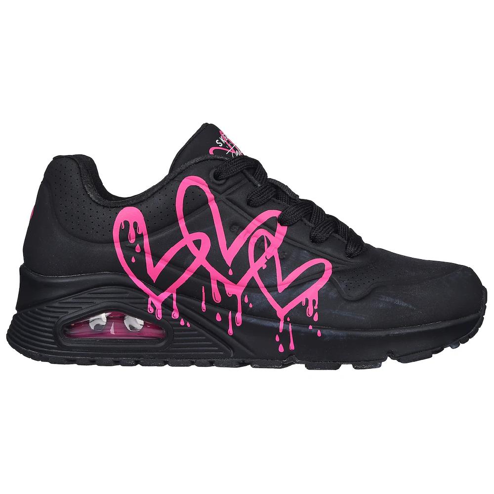 Skechers Sneaker »UNO DRIPPING IN LOVE« mit Herzen-Graffity-Print Freizeitschuh Halbschuh Schnürschuh bestellen Discount Store für neue Produkte