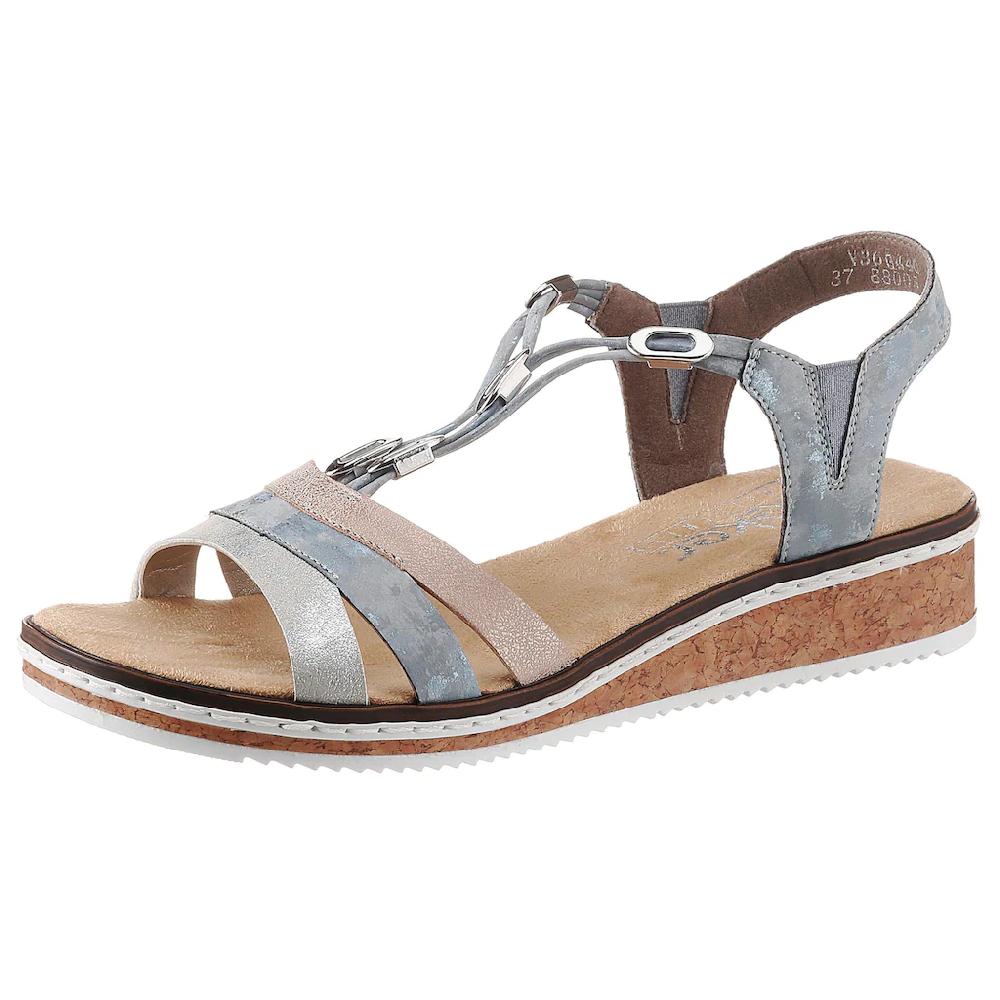 Rieker Riemchensandale Sommerschuh Sandalette Keilabsatz mit dezenter Schmuckverzierung online kaufen Heißer Verkauf