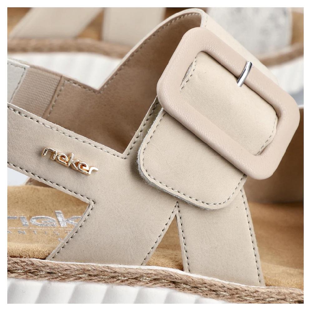 Rieker Sandale Sommerschuh Sandalette Keilabsatz mit zwei Klettverschlüssen bestellen Top Angebot
