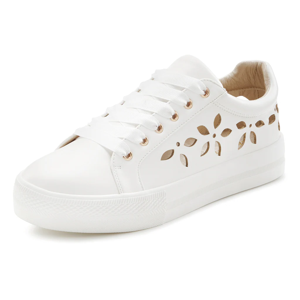 LASCANA Sneaker mit kleinen Cut-Outs Schnürhalbschuhe Freizeitschuhe VEGAN ▷ für Neuheiten