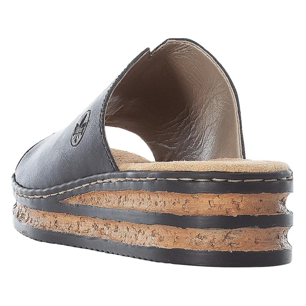 Rieker Pantolette Plateau Sommerschuh Schlappen in klassischer Optik online bestellen Nur für heute