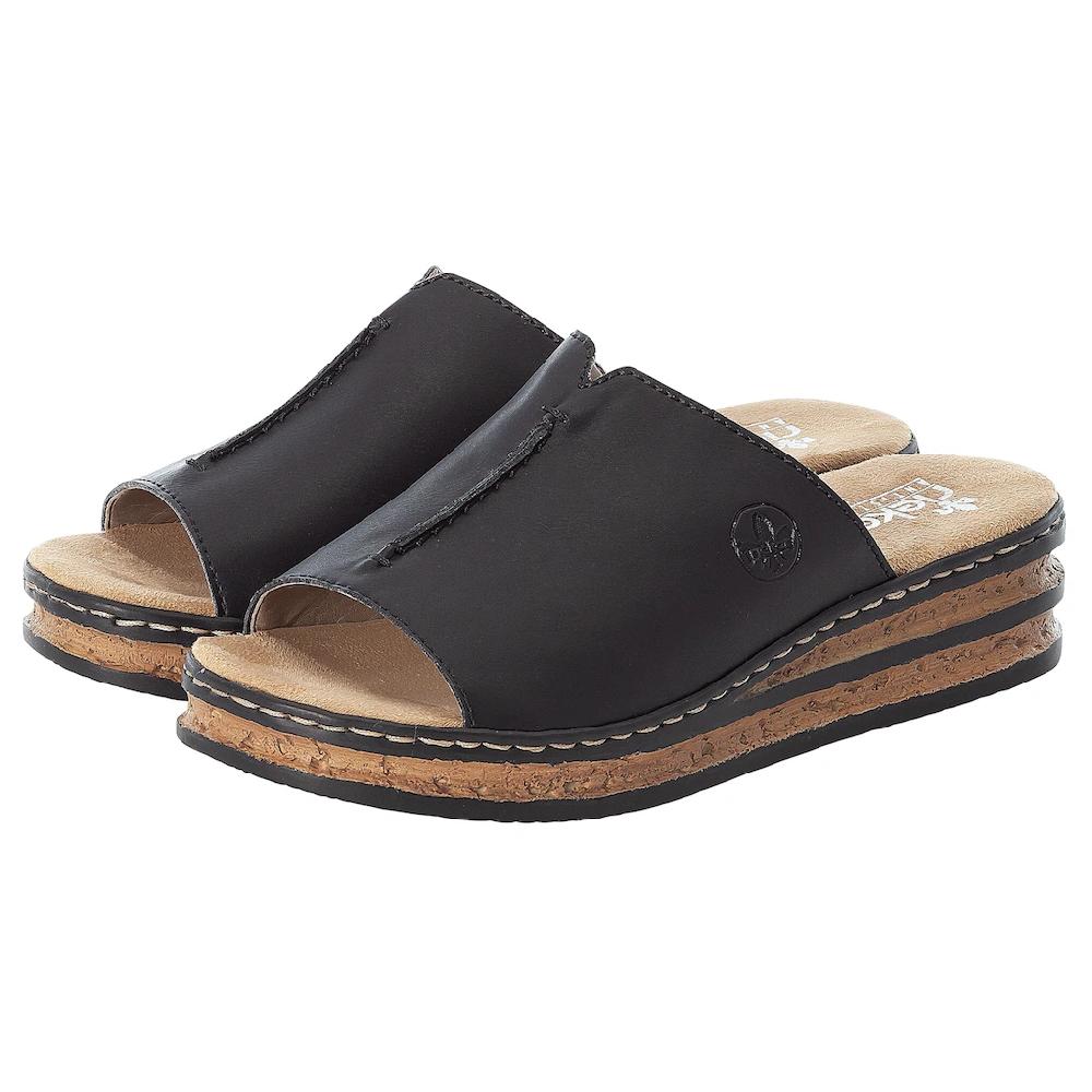 Rieker Pantolette Plateau Sommerschuh Schlappen in klassischer Optik online bestellen Nur für heute