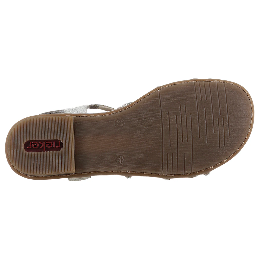 Rieker Riemchensandale Sommerschuh Sandalette Blockabsatz mit Gummizügen für guten Sitz kaufen Saisonschlussverkauf