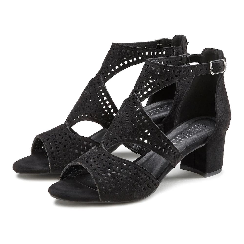 LASCANA Riemchensandalette Sandalette Sommerschuh mit Cut-Outs und bequemen Blockabsatz VEGAN bestellen Bis zu 50% Rabatt