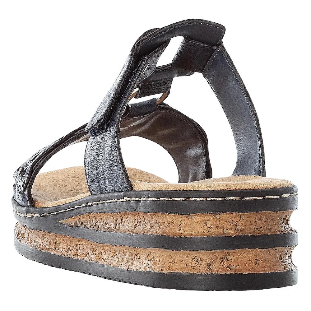 Rieker Pantolette Keilabsatz Sommerschuh Schlappen mit Riemchen in Flechtoptik ▷ für VIP-Rabatte