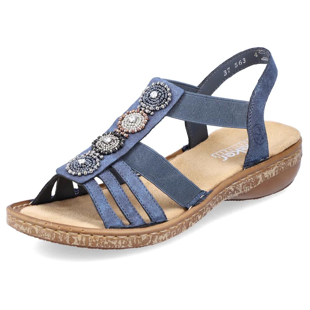 Rieker Riemchensandale Sommerschuh Sandalette Keilabsatz mit Zierperlen besetzt bestellen Speichern exportieren