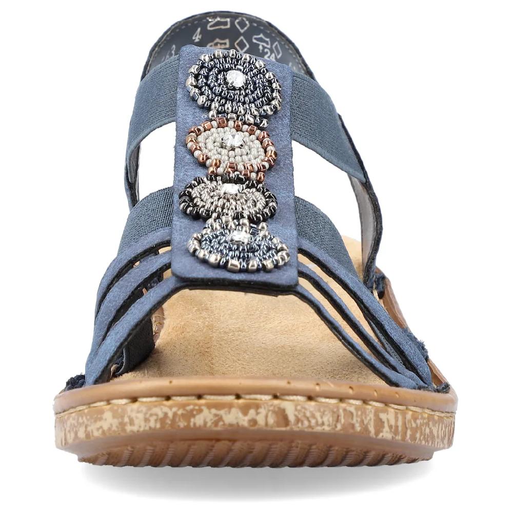 Rieker Riemchensandale Sommerschuh Sandalette Keilabsatz mit Zierperlen besetzt bestellen Speichern exportieren