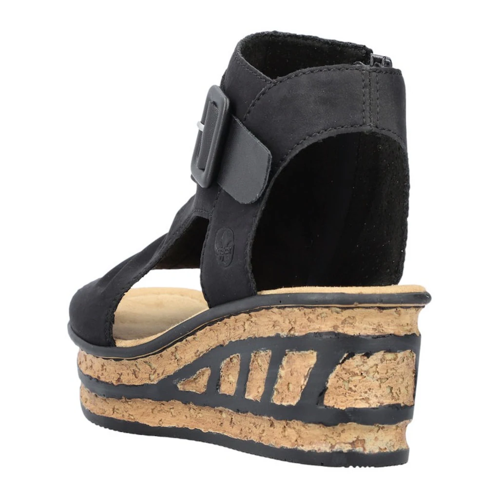 Rieker Keilsandalette Sommerschuh Sandale Keilabsatz mit Reißverschluss innen bestellen Großer Ausverkauf