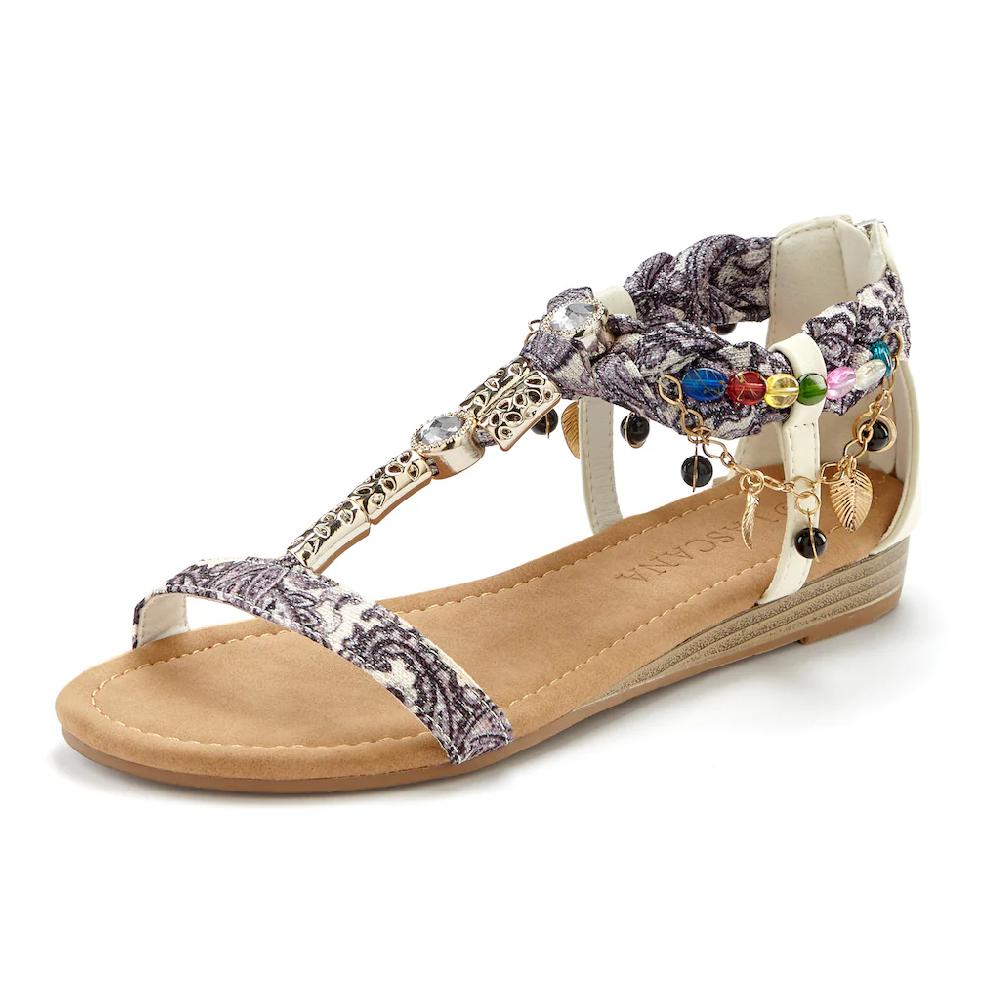 LASCANA Sandale Sandalette Sommerschuh mit Schmuckkettchen und Schmucksteinen VEGAN Kostenlose Rückgabe
