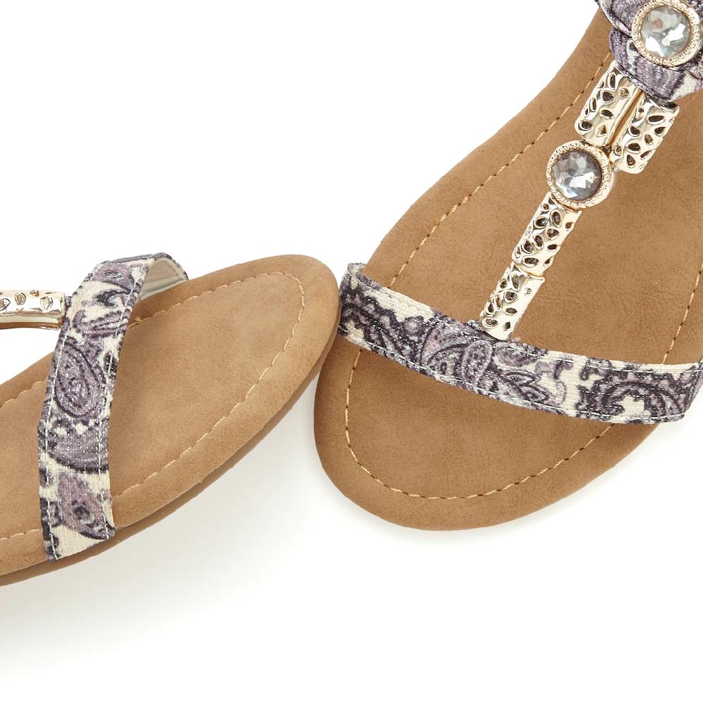 LASCANA Sandale Sandalette Sommerschuh mit Schmuckkettchen und Schmucksteinen VEGAN Kostenlose Rückgabe