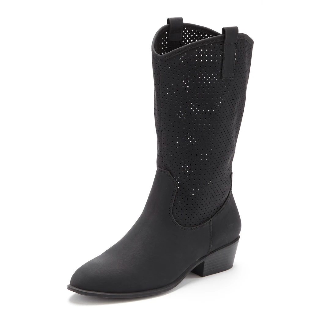 LASCANA Westernstiefel Sommer Boots Ankle Stiefelette Schlupfstiefel Cowboy-Look Cut-Outs kaufen Begrenztes Angebot