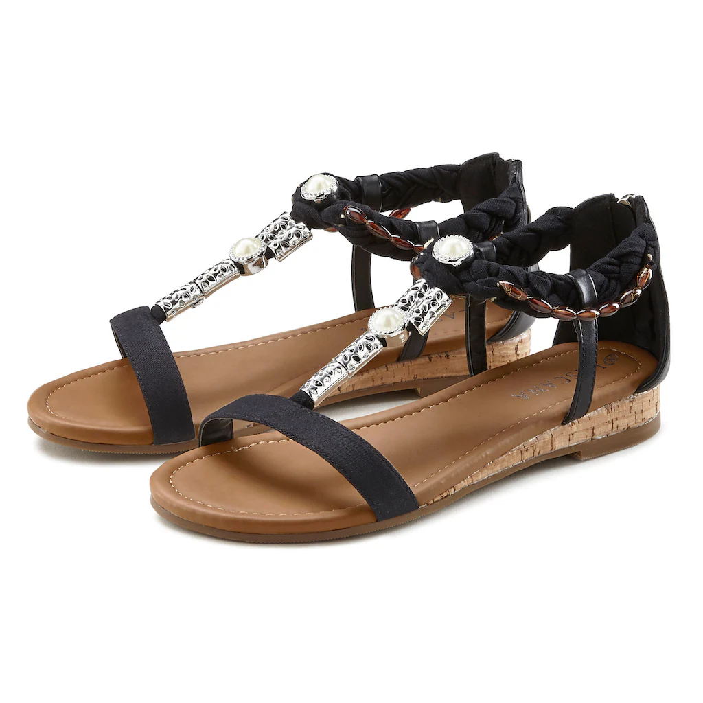 LASCANA Sandale Sandalette Sommerschuh mit Schmuckelementen VEGAN bestellen Weihnachtsangebot
