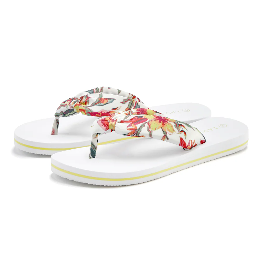 LASCANA Badezehentrenner Sandale Pantolette Badeschuh ultraleicht mit softem Band VEGAN 50% Rabatt mit kostenlosem Versand