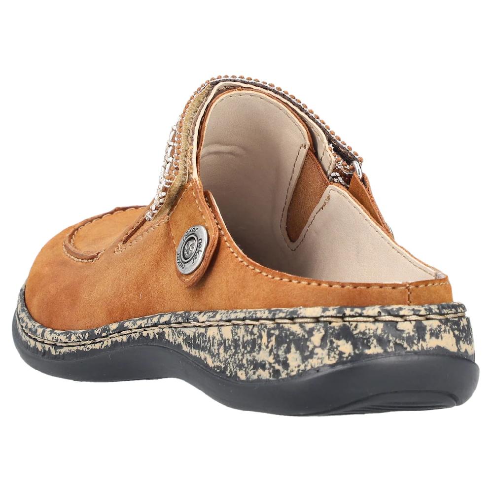 Rieker Clog Sabot Schlupfschuh Schlappen mit kleinem Stretcheinsatz Günstiger Verkauf