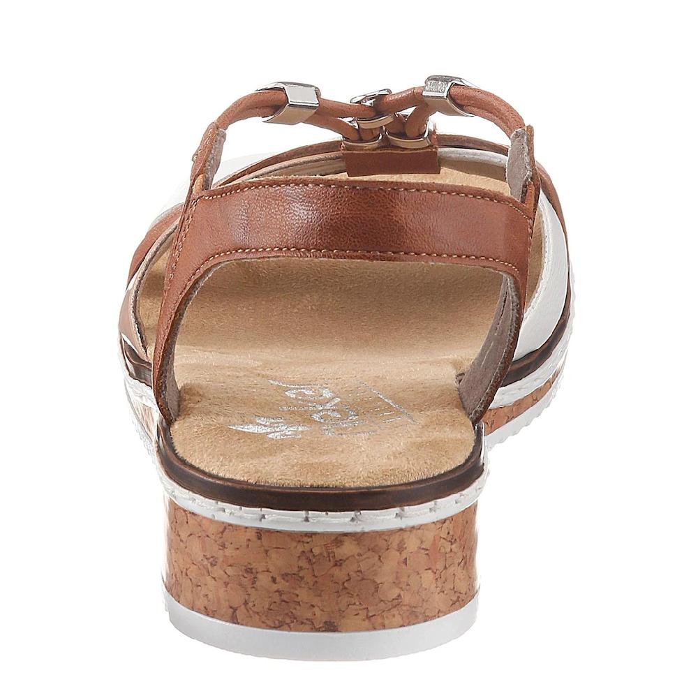 Rieker Riemchensandale Sommerschuh Sandalette Keilabsatz mit Accessoires verziert bestellen Fabrikpreis