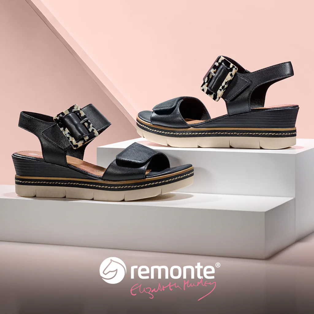 Remonte Keilsandalette »Elisabeth Hurley-Collection« Keilabsatz Riemensandale Sommerschuh auffällige Zierschnalle bestellen Günstig kaufen