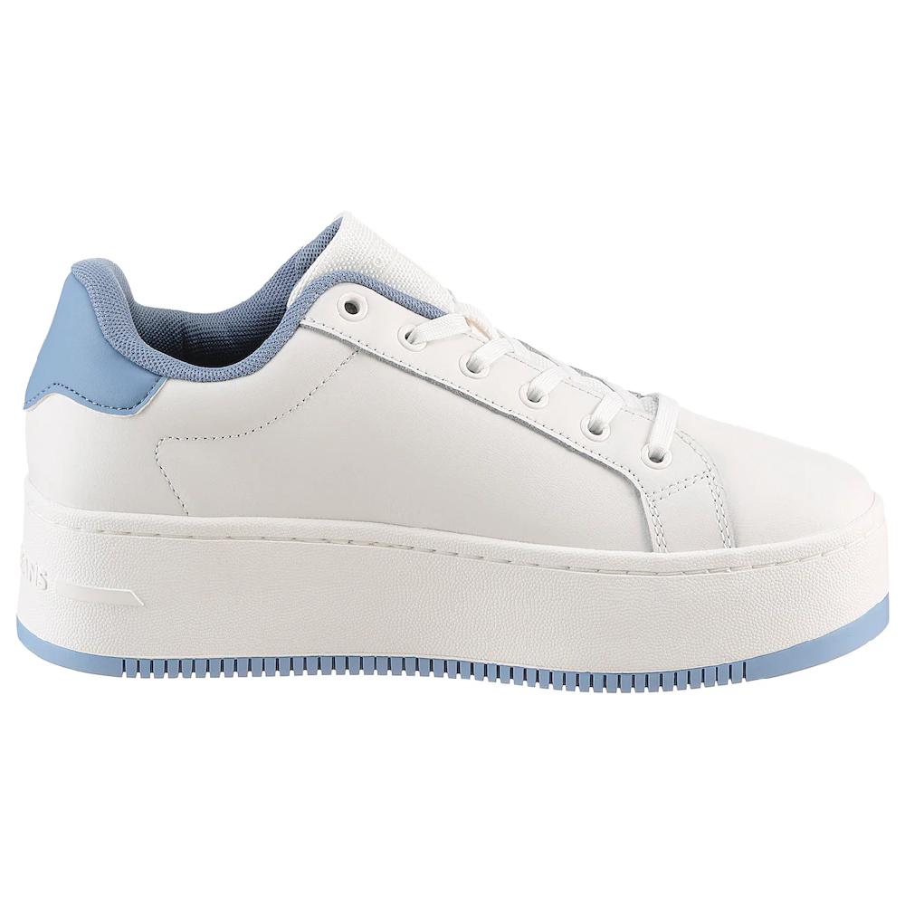 Tommy Jeans Plateausneaker »TJW FLATFORM ESS« Freizeitschuh Halbschuh Schnürschuh mit gepolstertem Schaftrand ▷ für Neuheiten