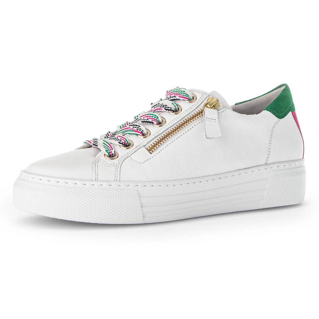 Gabor Plateausneaker »FLORENZ« mit bunten Besätzen Weite G Freizeitschuh Halbschuh Schnürschuh online kaufen Kostenloser Versand international